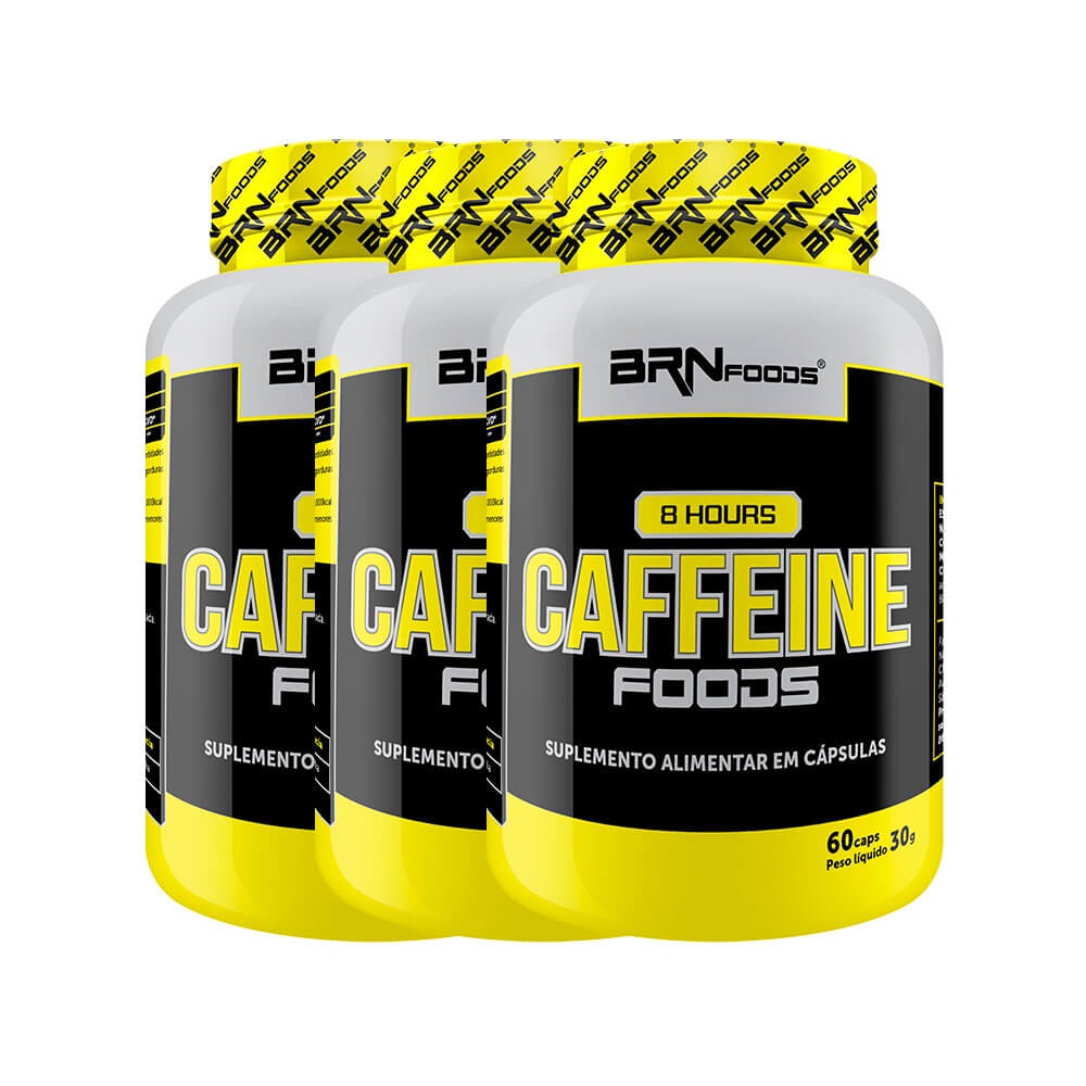 Kit 3x Termogênico 8 Hours Caffeine Foods 60 Cápsulas - BRN Foods - Health