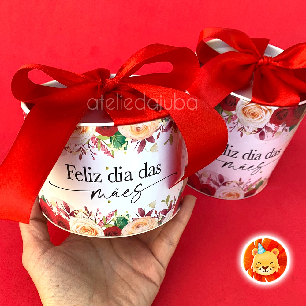KIT 10 Tubolatas Dia das Mães Rosas Lembrancinha - 10x10cm ou 7x10cm