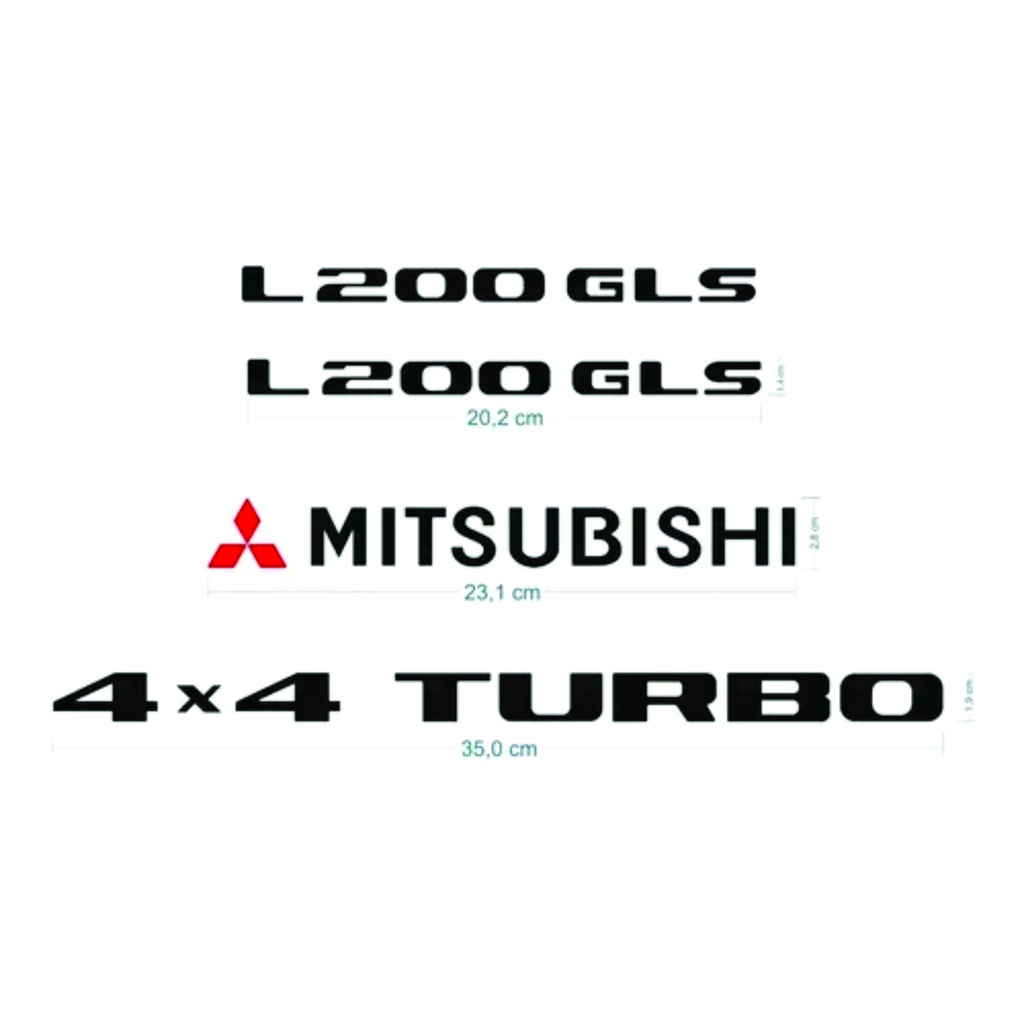 Kit Adesivo L200 Gls 4x4 Turbo 2001/2002 Emblema Mitsubishi em Oferta na Shopee