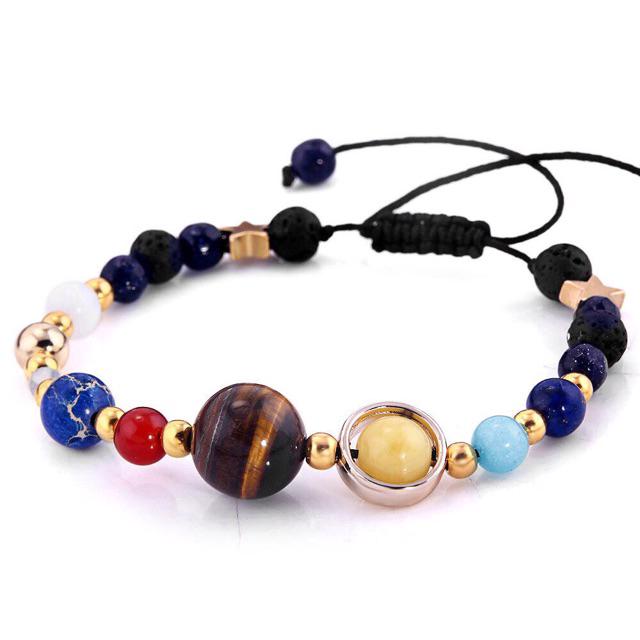 Pulseira Galáxia / Sistema Solar / Oito Planetas de Pedras Naturais / Pulseira da Sorte/Yoga/Chakra / Pulseira Unissex