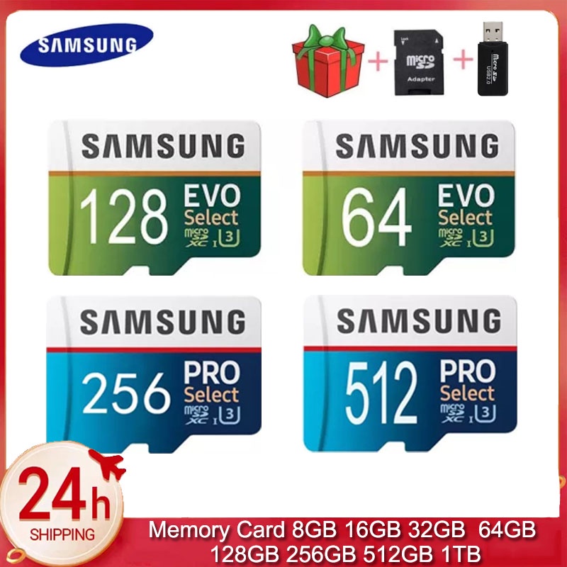 Cartão Samsung TF 8GB 32GB 64GB Mini SD De Alta Velocidade 128GB 256GB 512GB 1TB De Memória Adequado Para Smartphone/Câmera De Vigilância