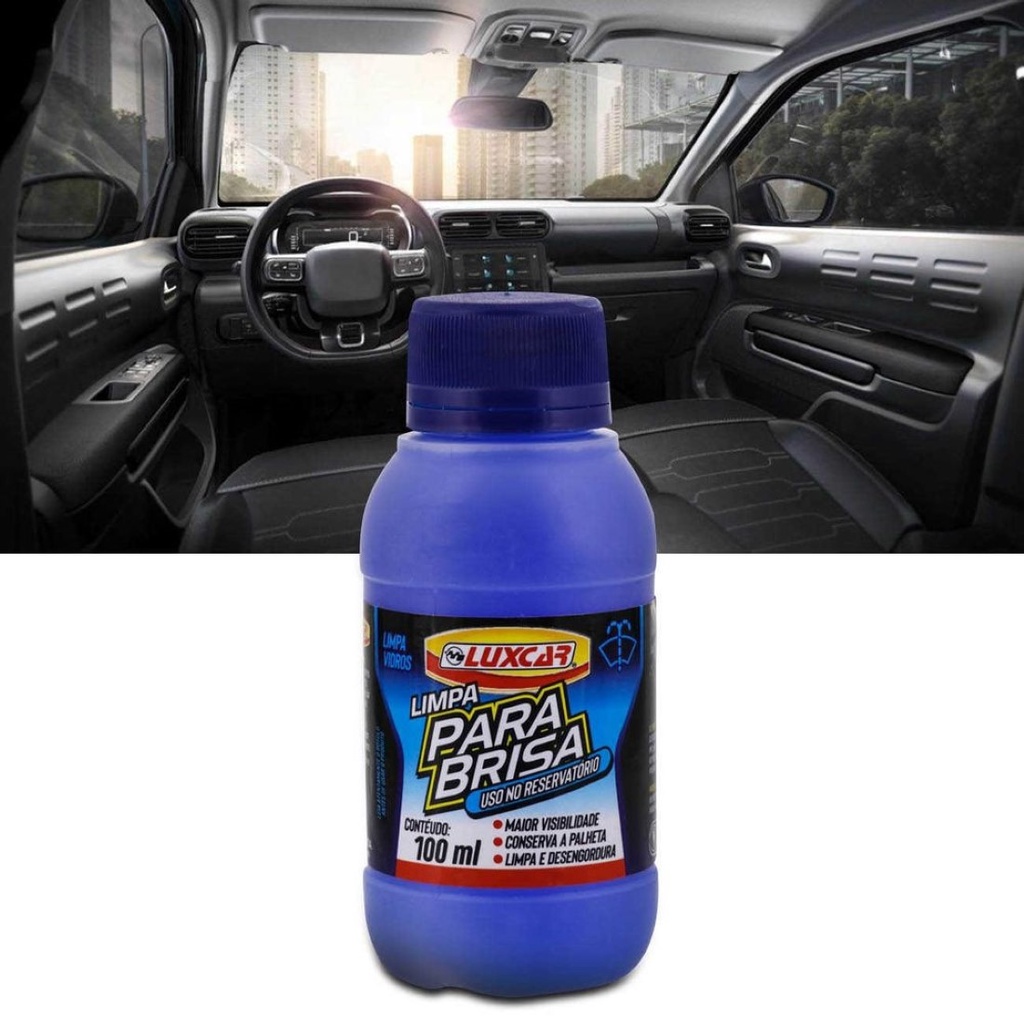 Limpa parabrisa 100ml desengordura e cristaliza luxcar em Oferta na Shopee
