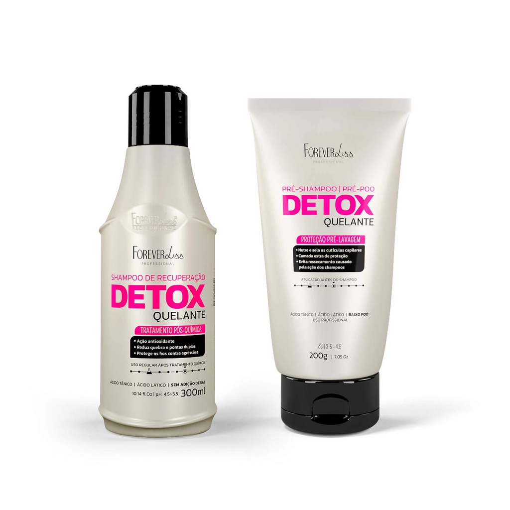 Kit Detox Quelante Shampoo Diário e Pré Shampoo Forever Liss