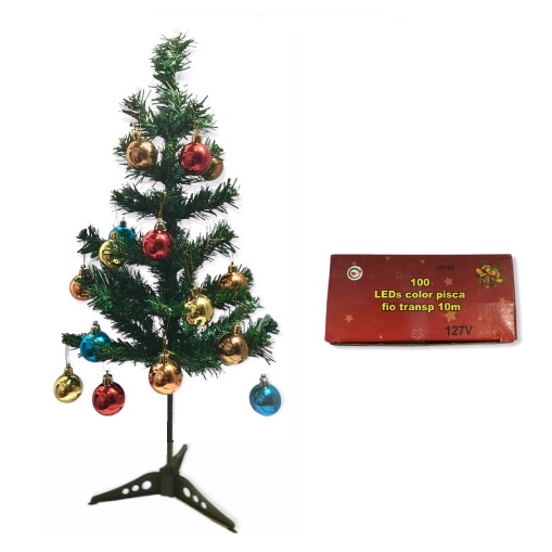 Árvore De Natal 60 cm Decorada Com 15 Bolinhas + Pisca Pisca Enfeites  natalinos festa | Shopee Brasil