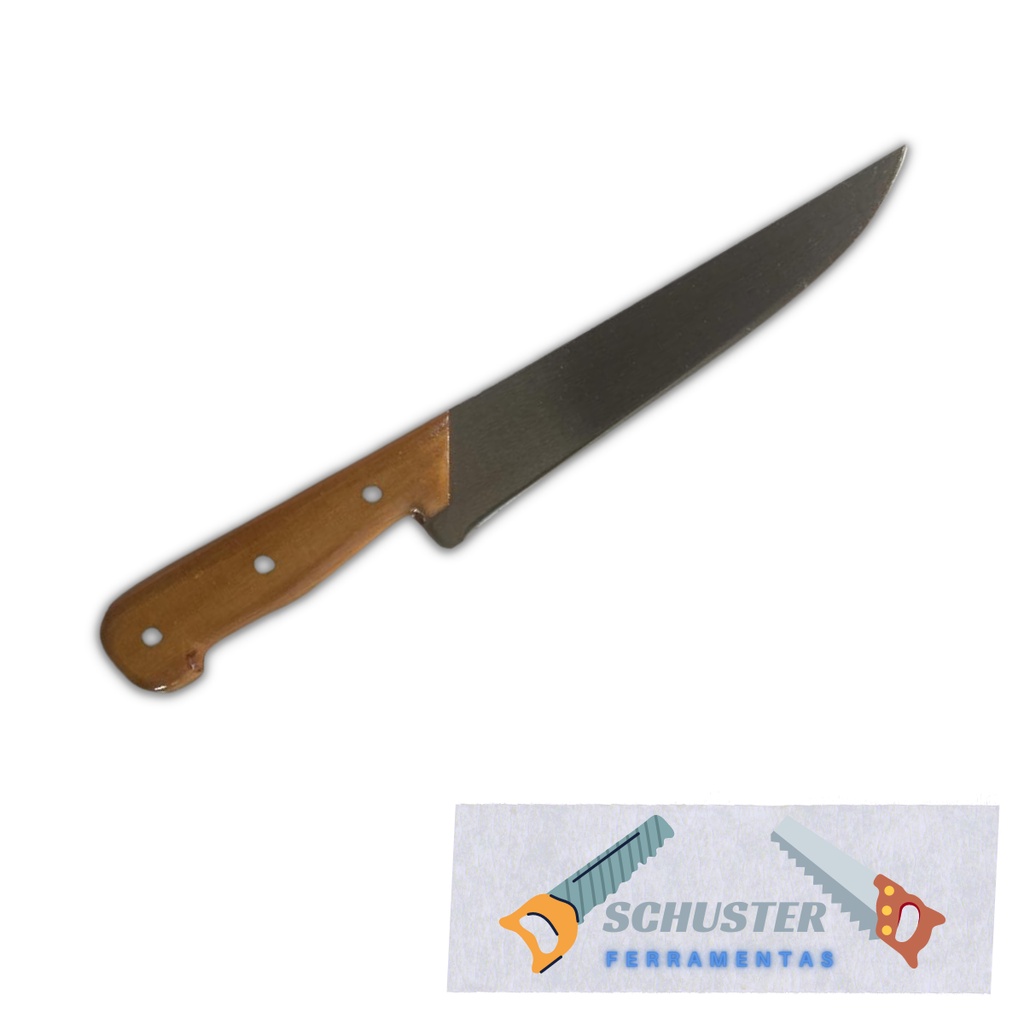 Faca Artesanal/ Profissional Cozinha/ Churrasco Fileteira Média 7,5” pol- cabo de madeira lâmina em aço carbono