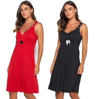 Kit 2 Camisola Bravaa Store Amamentação Ou Gestante Maternidade Pós Parto Algodão 025