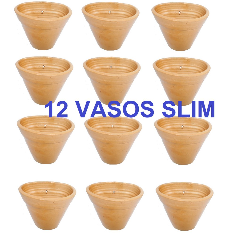 Vaso 12 Unidades Slim Barro Floreira Parede Jardim Vertical