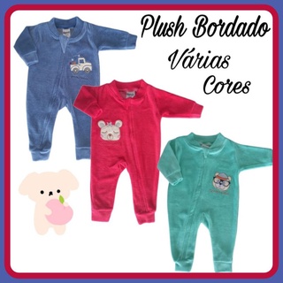 Macacão zíper Plush bebê manga longa inverno