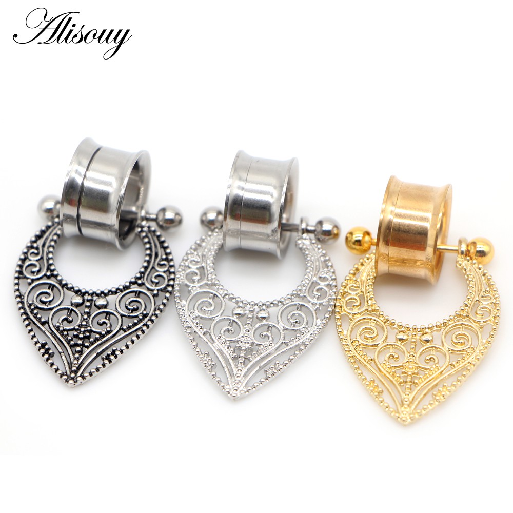 Alisouy 2 Peças De Parafuso De Aço Inoxidável Pendurado Tampões De Ouvido Túneis Flare Carne Ajuste Expansão Brinco Medi em Oferta na Shopee