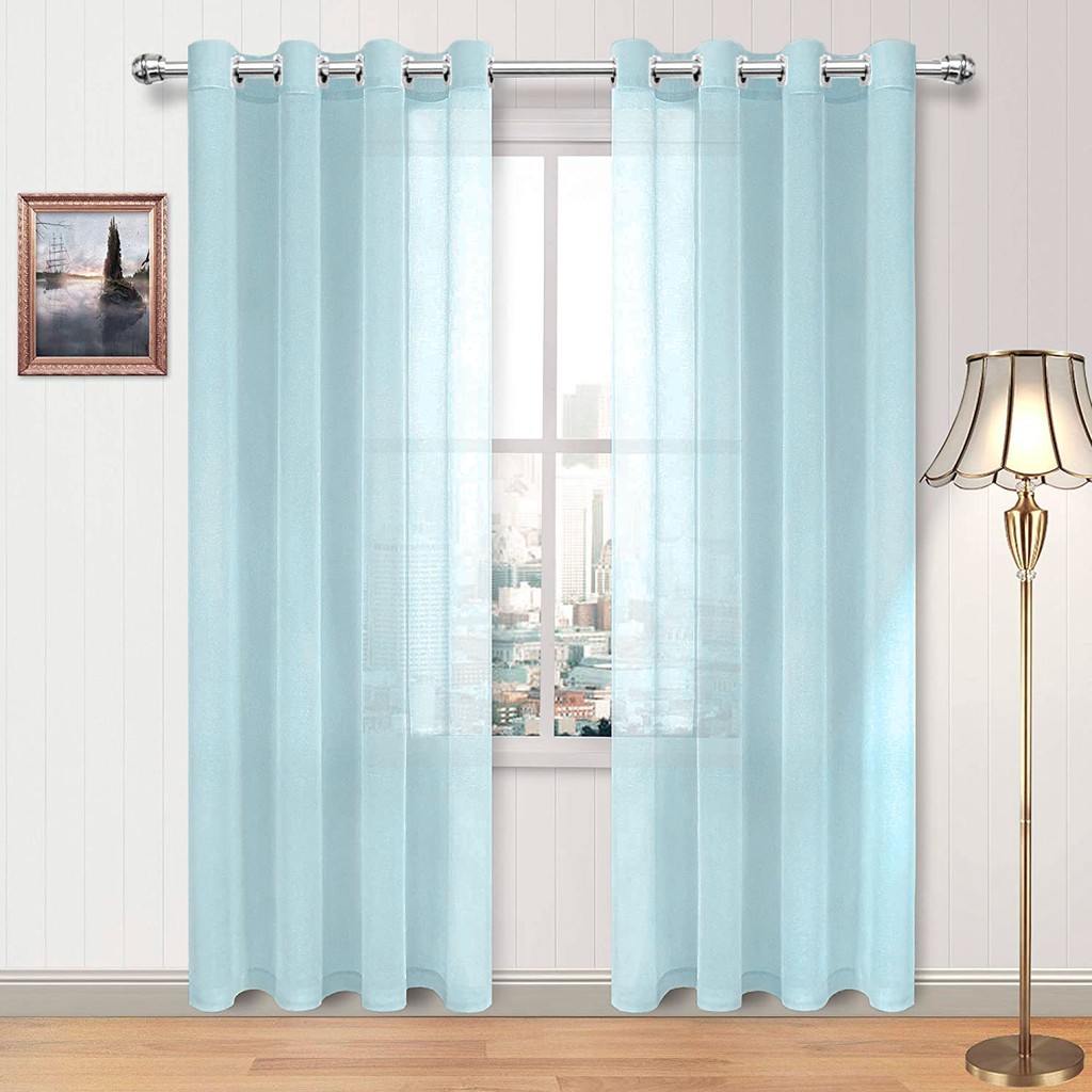 CORTINA 5,00X2,70 DE VOIL LISO  AZUL  Cortina Para janela de Sala ou Quarto - para Decoração de Casa