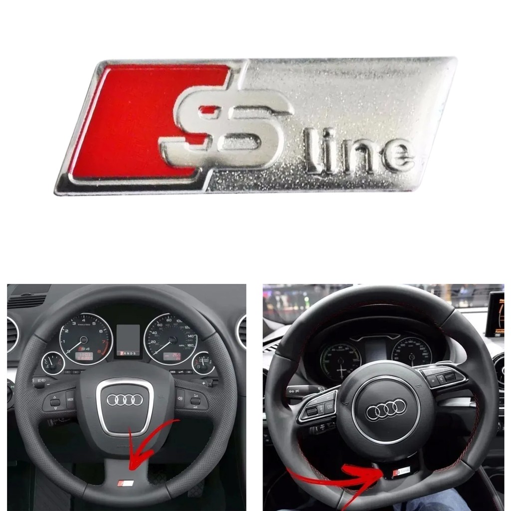 Mini Emblema Adesivo para Audi S-line S Line A3 A4 A5 Acessórios do Volante Painel ou Rodas A6 A7 Q3 Q5 Q7 Q8 R8 TT Fosco