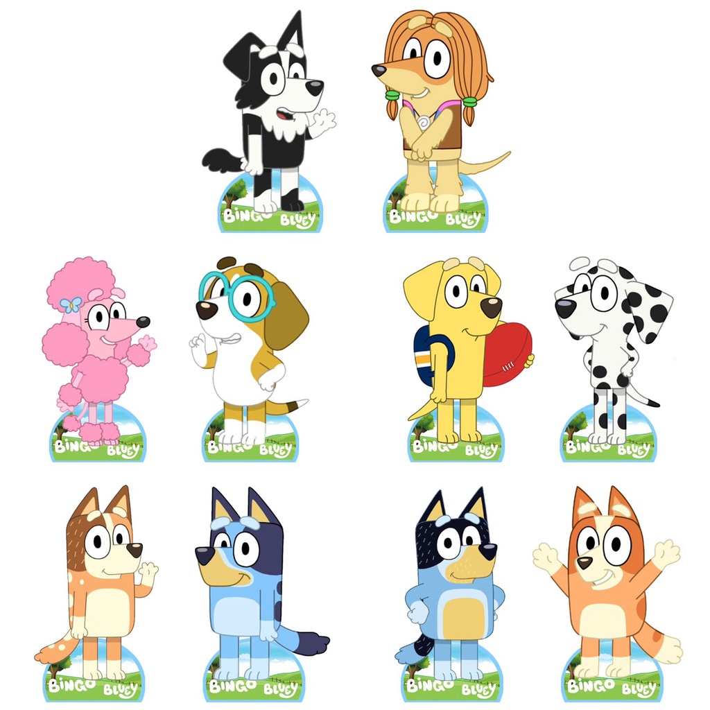 Bluey e bingo Kit decoração de festa infantil - 10 Displays de 30cm ...