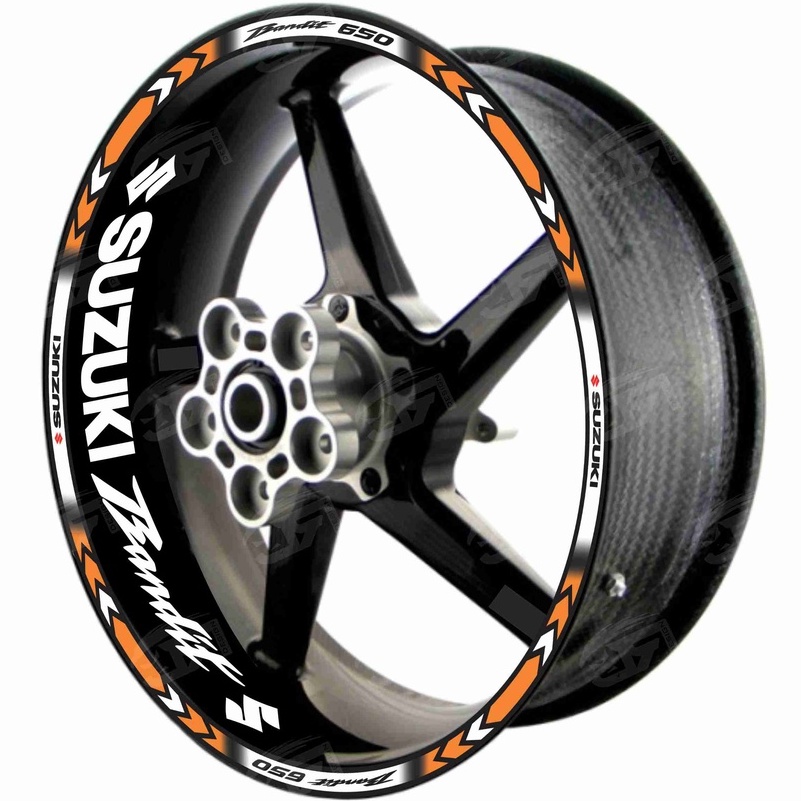 Adesivo Friso Refletivo Roda Moto Suzuki Bandit 650 + Adesivos Internos M01 laranja