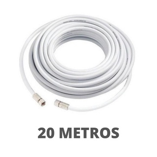 Cabo Coaxial 20M Branco P/ Antena Tv Pronto Com Conectores em Oferta na Shopee