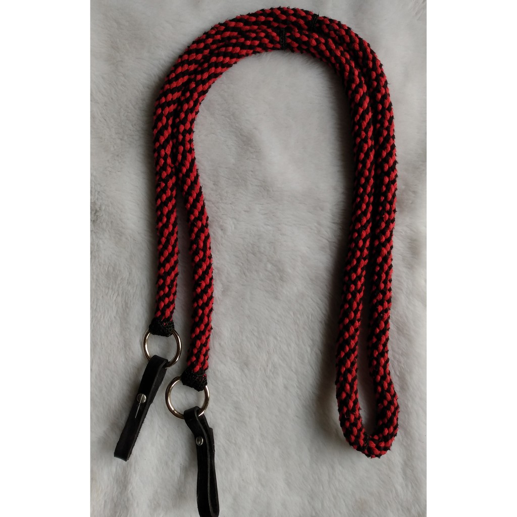 Rédea Lã Torcida Mesclado Preto com Vermelho