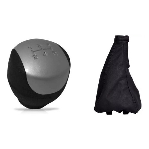Bola Manopla Prata + Coifa Cambio Fiat Strada 2007 A 2011