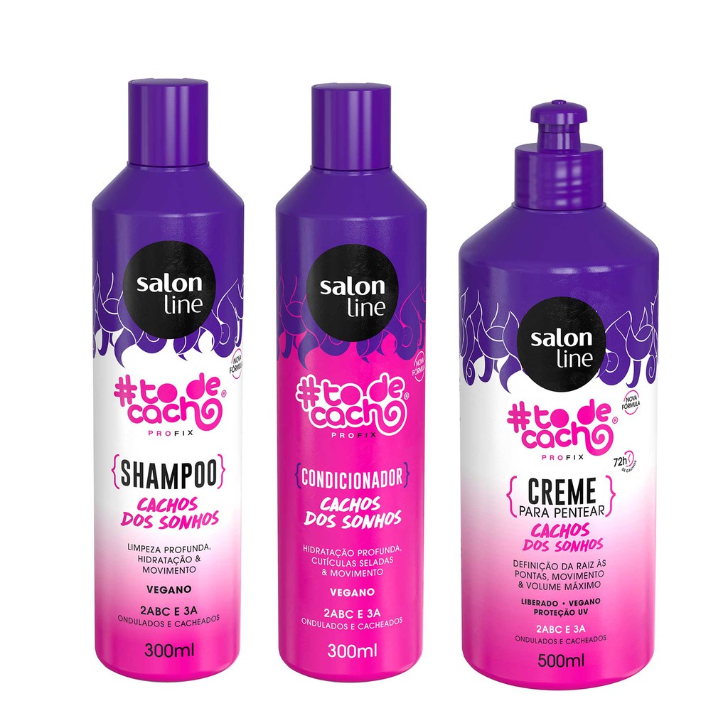 Salon Line Kit Todecacho Cacho Dos Sonhos Shampoo 300ml Condicionador 300ml Creme Pentear 500ml Shopee Brasil