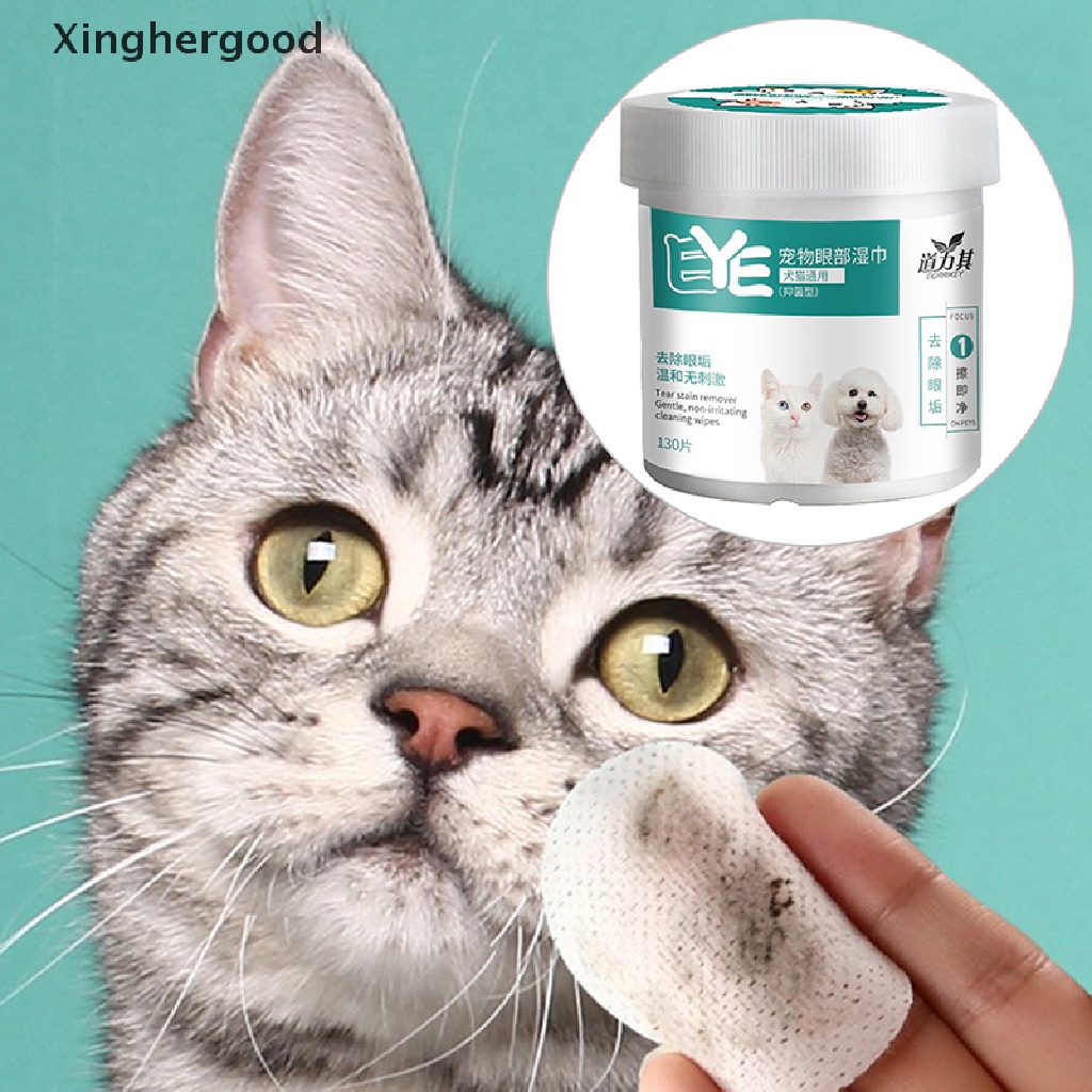 Xinghergood 130 Contagem Pet Cat Dog Wet Wipes Eye / Ear Stain Cleansing  Portátil Toalhas Umedecidas Xhg