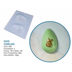 1~5 Forma BWB Com Silicone (3 partes) Para Chocolate Cód. -803 - Ovo Coelho 100g. Páscoa (CHOCO)