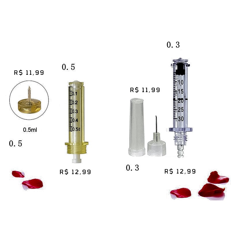 Seringa e Adaptador pra caneta Hyaluron 0,5 E 0,3 ML Unidades