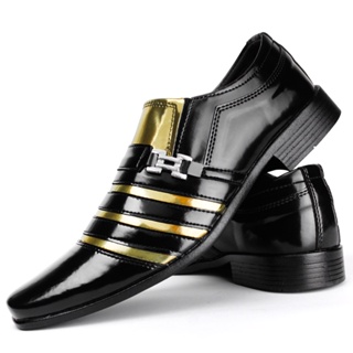 Sapato Social Masculino Preto com Dourado Promoção em Oferta na Shopee