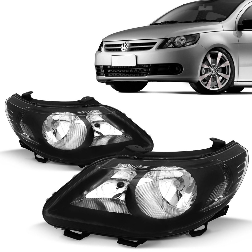 Farol Gol G5 2008 2009 2010 2011 2012 2013 Foco Duplo Mascara Negra ...