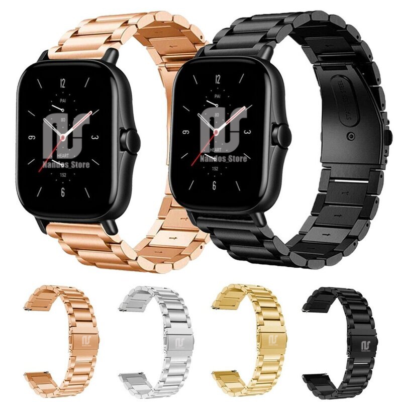 Pulseiras premium em aço inoxidável 3 elos Nsmart compatíveis com Amazfit GTS  GTS 2 MINI GTS 2  GTS 2e GTS 4 MINI