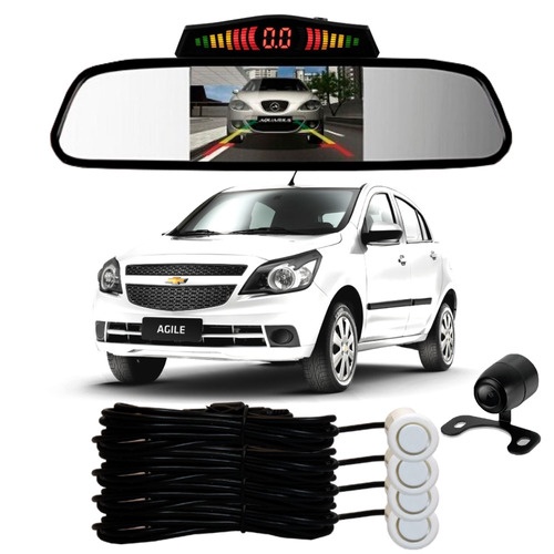 Sensor De Ré + Espelho Camera Ré Chevrolet Agile Branco em Oferta na Shopee