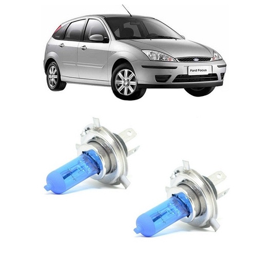 Par Lampada Super Branca Farol Baixo Focus 2004 2005 2006 2007 2008 8500k H7