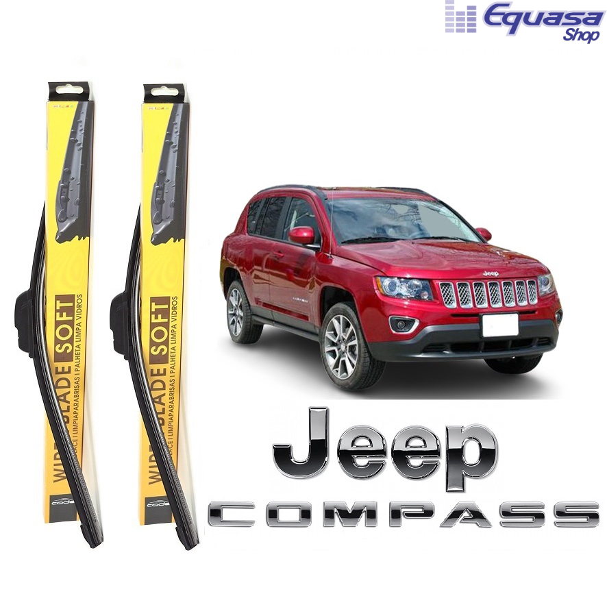 Kit Par 2 Palhetas para Limpador de Parabrisa Dianteiro para Jeep Compass 2012 2013 2014 2015 2016