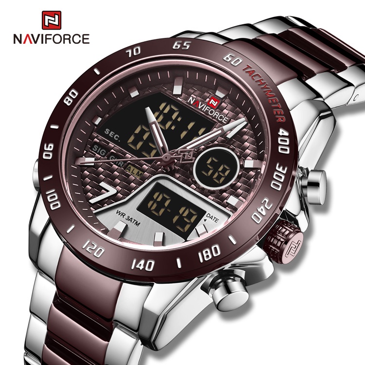NAVIFORCE 9171 Relógio Para Homens Esportes De Luxo Militar Dual Display Analógico De Movimento Seiko