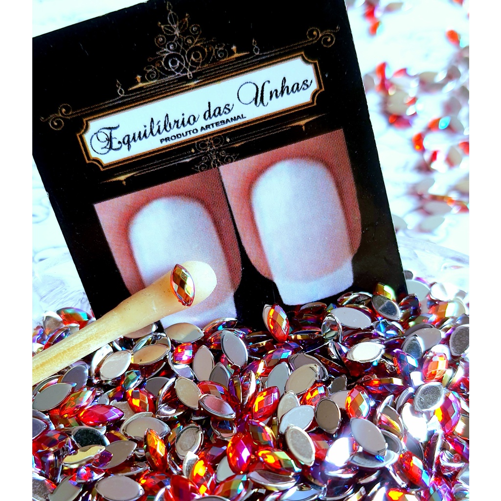 Navete Luxo AB 3x6 (aprox 50unidades) pedrarias para unhas, joias de unha, decoração de unha e nail  art