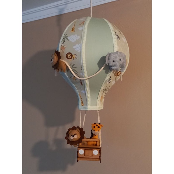 lustre bebe balão safari baby verde jipe