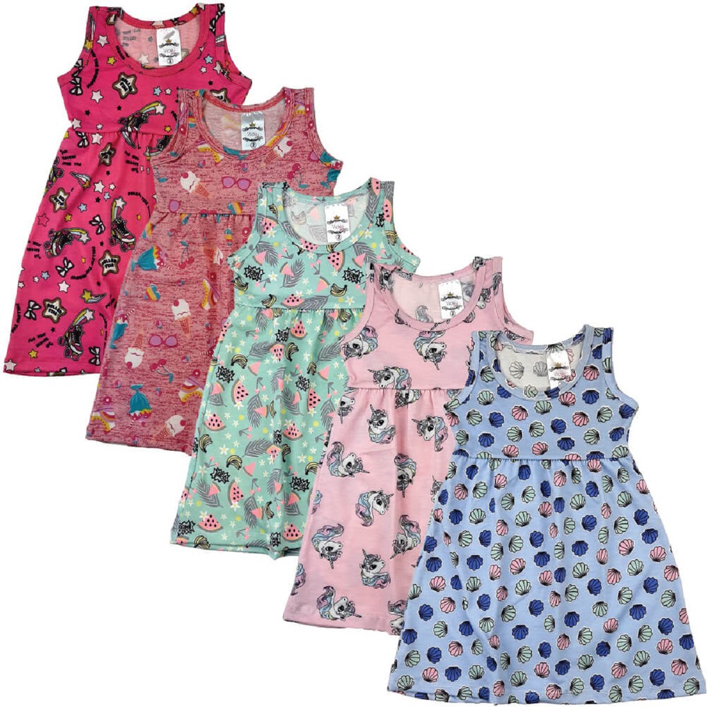 Kit 5 Vestidos Infantis Roupa De Menina Tamanho 1 Ao 8 Atacado | Shopee ...