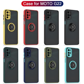 Capa Protetora Fosca Anti-Impacto Com Suporte De Anel Para Motorola Moto G22