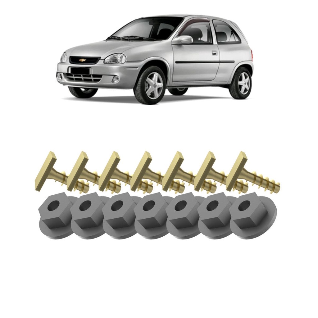 Parafuso Porca Moldura Paralama Traseiro Corsa Hatch Sedan Wagon Pick-up e Montana Kit C/14 Pçs