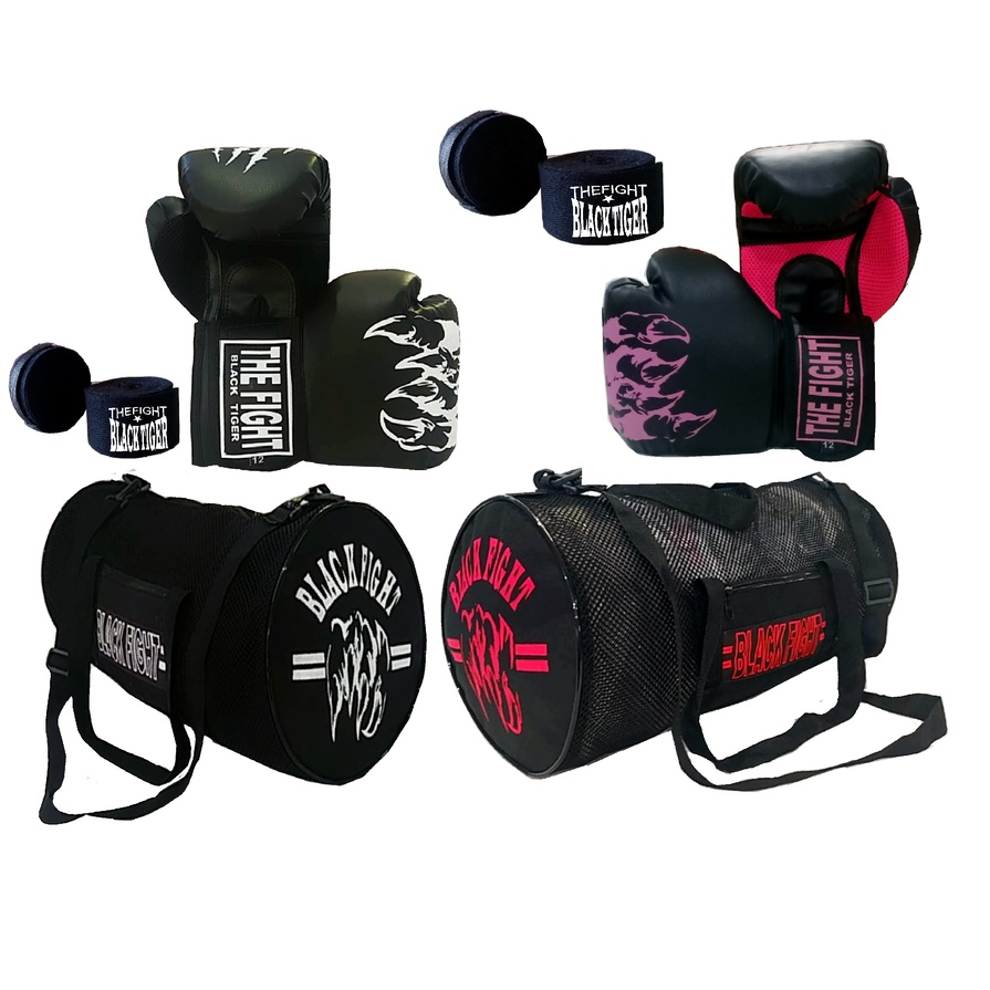 Kit 2 Pares De Luva +2bolsa +2pares De Bandagem