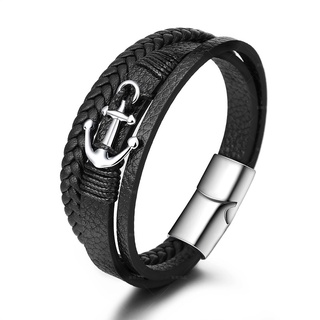 Pulseira De Couro Vintage Moda Masculina Âncora/Acessórios De Joalheria