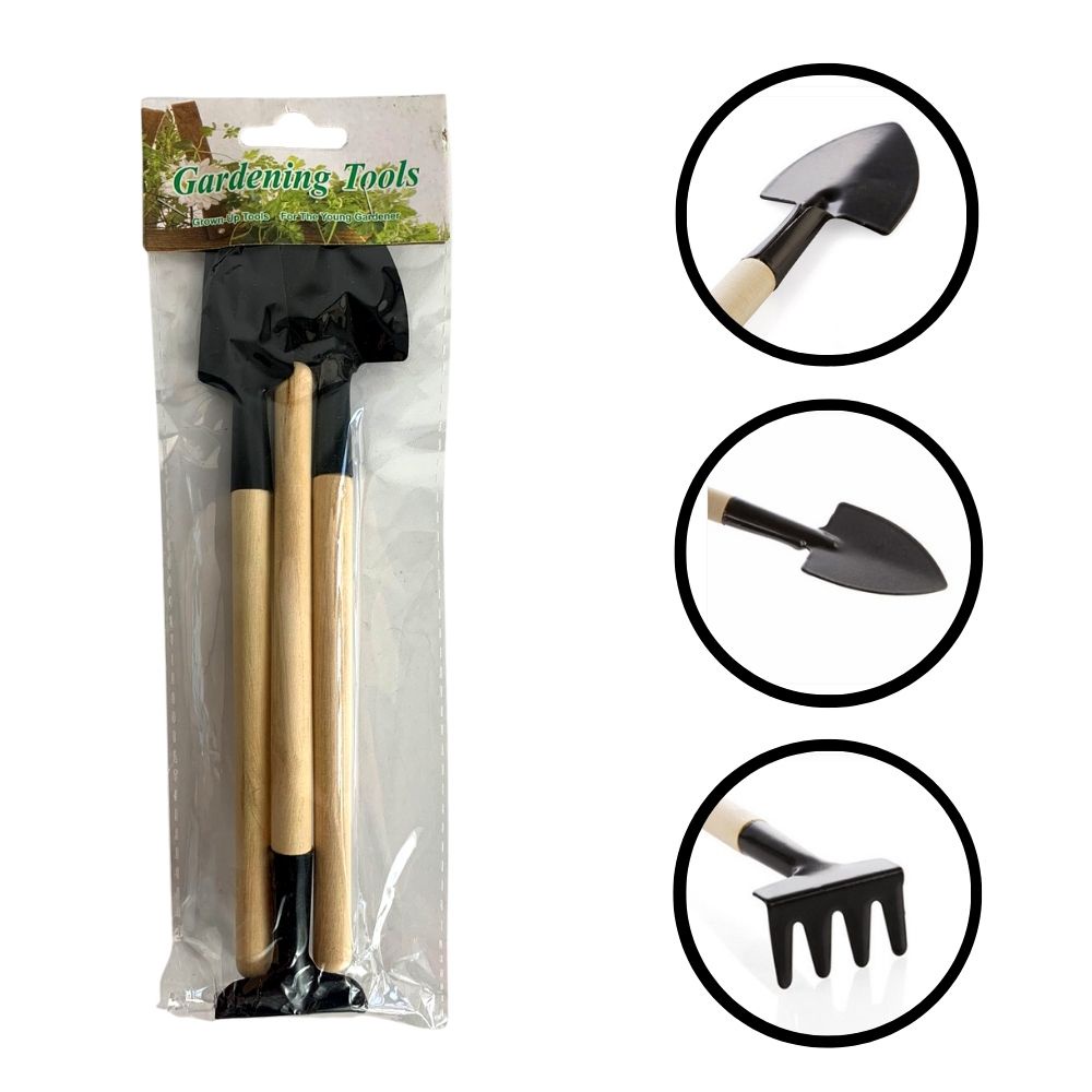 Kit De Jardinagem 3 Peças Ferramentas 1 Ancinho+2 Pás Horta
