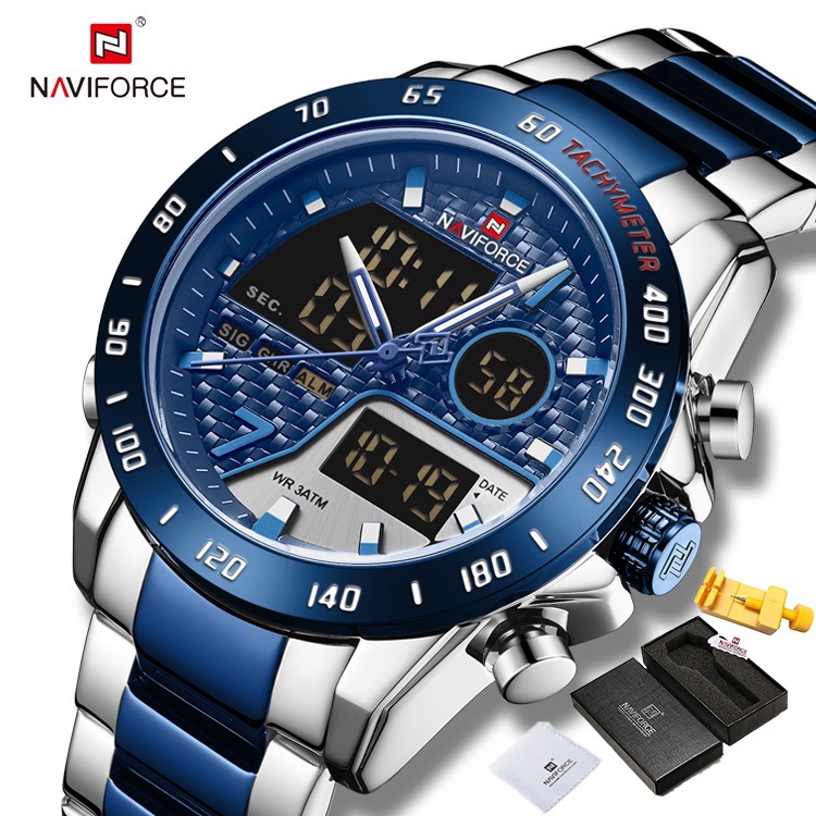 Naviforce 9171 Relógio De Pulso Digital Masculino Led Luminoso À Prova D'água em Oferta na Shopee