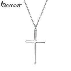 Bamoer Colar Com Pingente Cruz Prateado Cor De Rosa Dourado YIN076-L