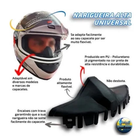 Narigueira Para Capacetes UNIVERSAL ALTA compativel san marino fw3 automatic ebf ls2 ff358 ff353 norik ff302 ff396 fw3 gt12 x11 gt5 ff391 pro tork fechado gt classic helt mixs x11 evo axi eagle black