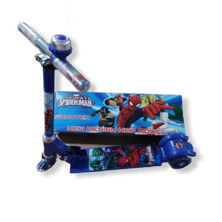 Patinete Infantil Homem Aranha 3 Rodas C/ Led - Buzina Metal em Oferta na Shopee