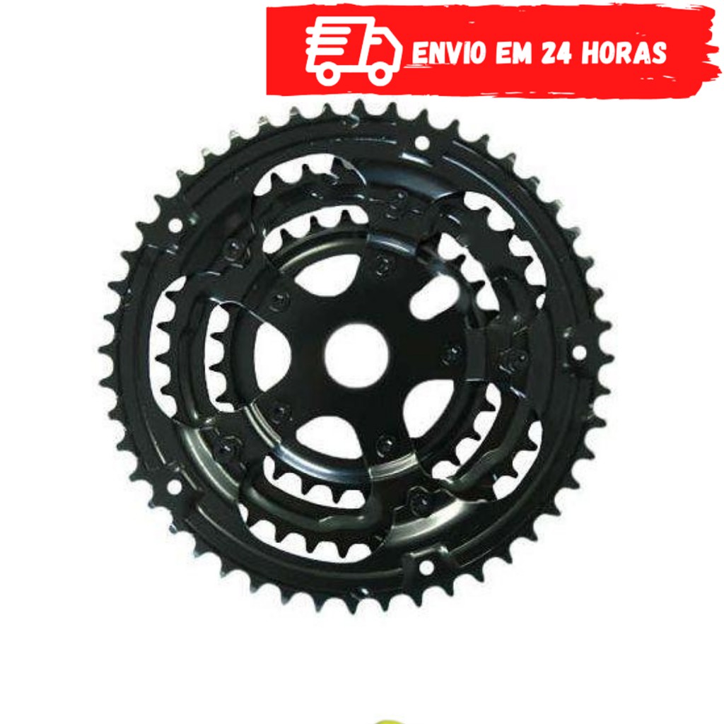 Coroa Engrenagem Tripla Para Bicicleta de Marcha para Pedivela Monobloco 28/38/48 Index Preto