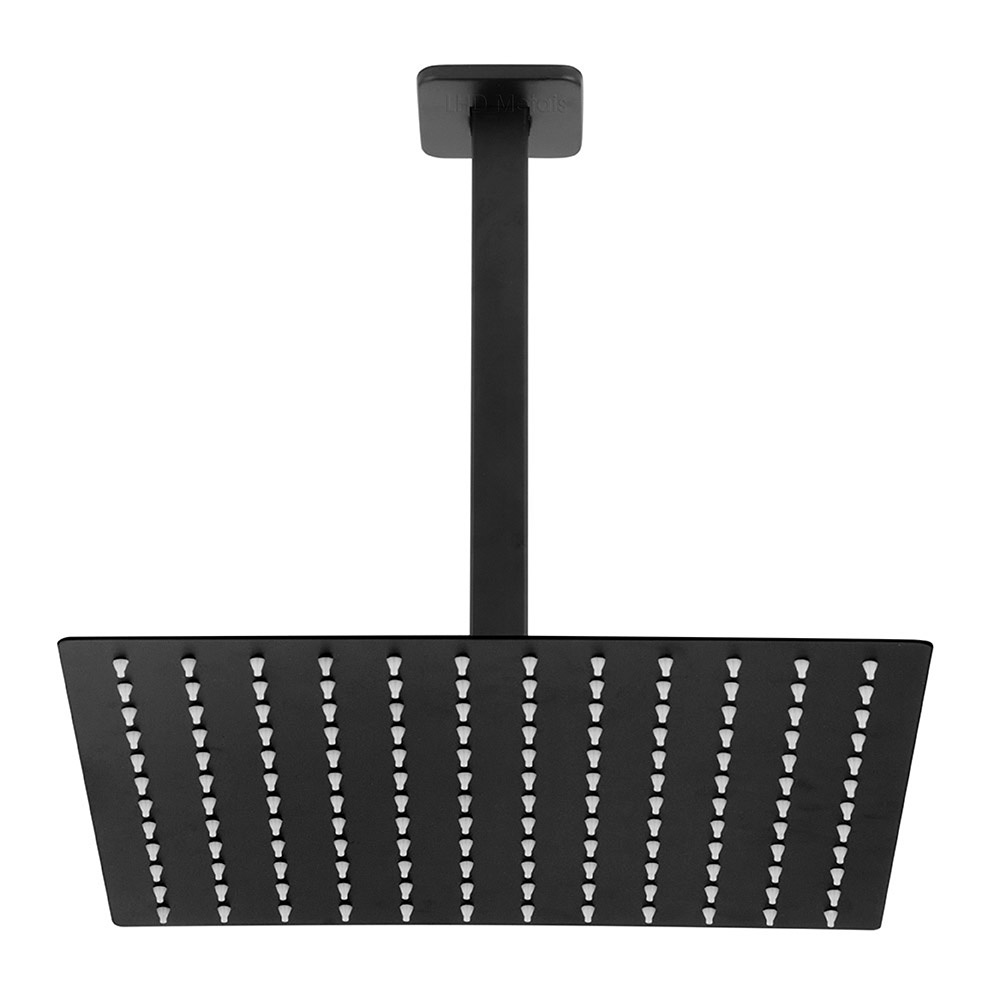 Ducha Chuveiro Slim Preto Quadrado Metal 40x40 Braço De Teto — imagem 2 de 2