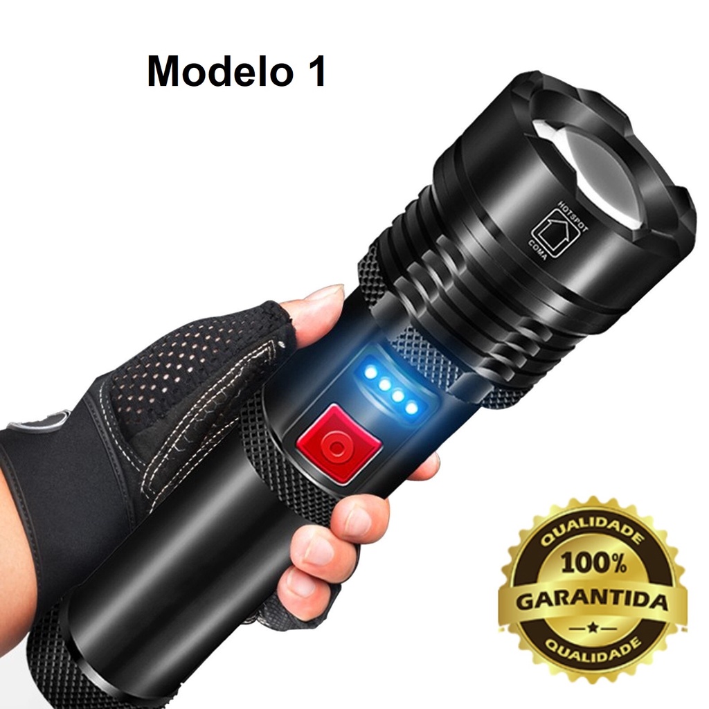 Lanterna Tática Led Xml T9 Recarregável USB Super Forte