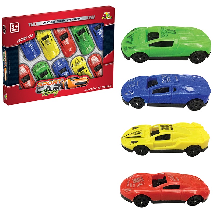 carro carrinho Sport Car Racing Roda Livre 10 Unid brinquedo