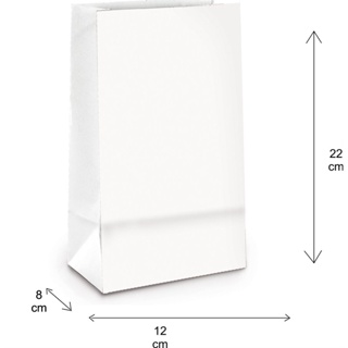 Saco De Papel Kraft Branco12x8x22  ( 100unid )Delivery, Lembrança, Transfer, Aniversário, Carimbo em Oferta na Shopee
