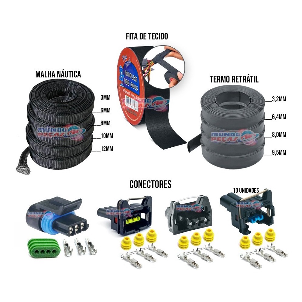 Kit Montagem Chicote Conector Malha Termo Fueltech Pandoo Tc