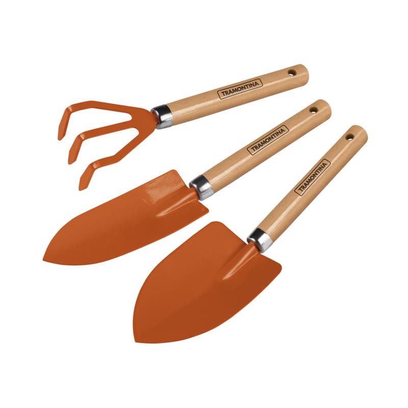 Conjunto para Jardinagem Peças Metálicas com Cabo de Madeira 3 Peças - Tramontina em Oferta na Shopee